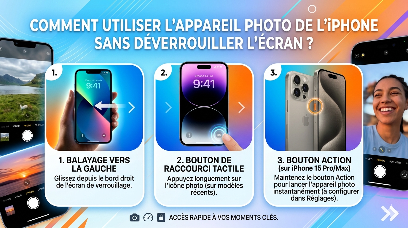 Comment utiliser l&rsquo;appareil photo de l&rsquo;iPhone sans déverrouiller l&rsquo;écran ?